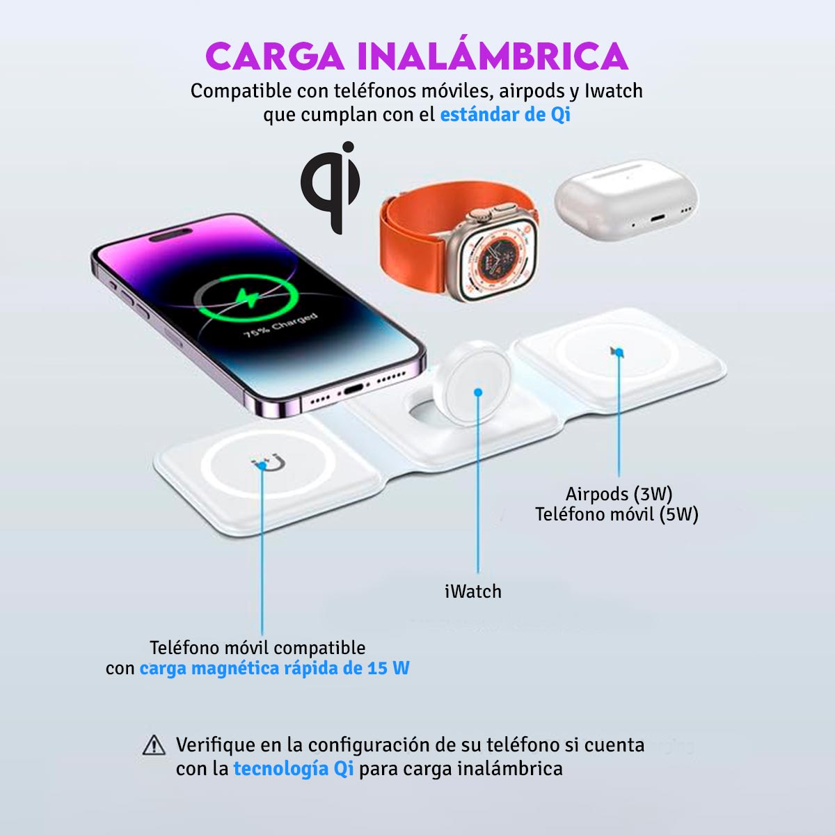 Cargador Inalámbrico 3 en 1